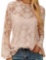 ZXZY Women Floral Crochet Hollow Out Long Sleeves Mock Neck Blouse Top