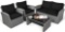 Costway 4-Piece Wicker Patio Conversation Set with Black Cushions