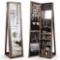 Brown Armoire Lockable Standing Organizer