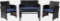 Patio Rattan Cushioned Furniture Set Navy
