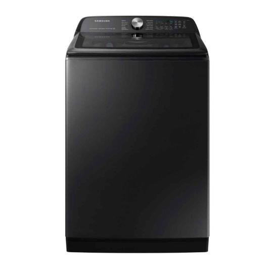 Samsung - 5.1 Cu. Ft. High-Efficiency Smart Top Load Washer with ActiveWave Agitator - Brushed Black