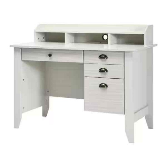 Costway 48 in. Rectangular White Wood 4-Drawer Computer Desk PC
