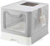 Suhaco Large Cat Litter Box with Top Entry and Foldable Lid, Includes Plastic Scoop