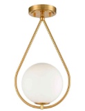JEENKAE Industrial Mid-Century Modern Brass Semi Flush Mount Ceiling Light