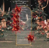 79 Inch-Gold Arch Backdrop Stand with Grid