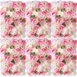 Flower Wall Panel Floral Backdrop - 6 Pcs Pink Flower Wall Decor, 24