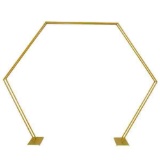 86.61 in. x 98.42 in. Gold Hexagon Backdrop Flower Stand