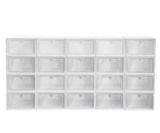 20-Pair White Plastic Stackable Drop Front Shoe Boxes with Lid