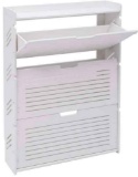 3-Layer White Tipping Shoe Cabinet