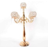 5 Arm Glass Crystals Candelabra Metal Candlestick