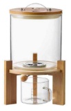 Glass Rice Dispenser with Bamboo Stand