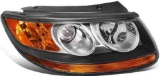 2 DNA MOTORING Pair of Black Amber OE Style Headlights Compatible with 07-12 Santa Fe on the right