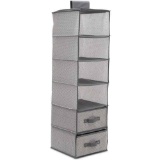 Delta Children 6-Shelf Hanging Storage Unit with 2 Drawers, Grey
