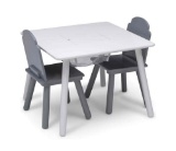 Delta Children Finn Table and Chair Set with Storage, White/Grey
