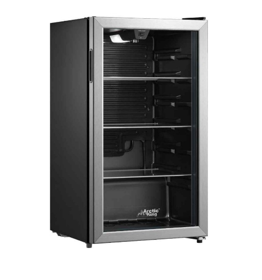 Arctic King 115-Can Beverage Fridge & Cooler, Stainless Steel Look