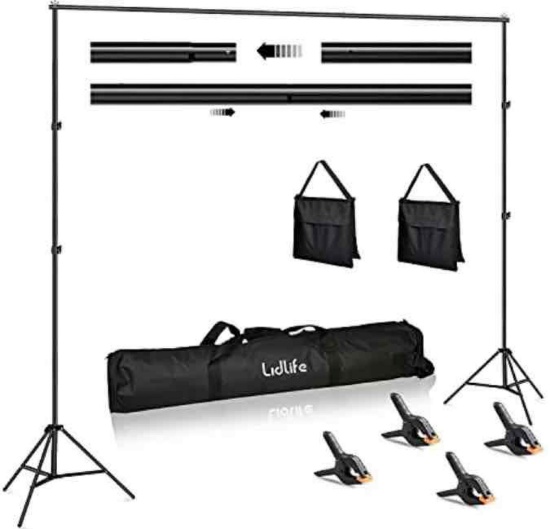 Lidlife Backdrop Stand 6.5 x 10ft Adjustable Photography Background Support System