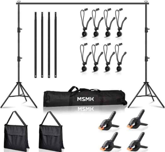 MsMk Photo Video Studio Backdrop Stand with 8 Spring & 4 Clips
