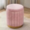 Modern Round Storage Ottoman, pink