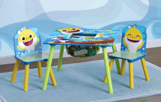 Delta Children Baby Shark Kids Table and Chair Set With Storage