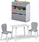 Delta Children 4 Piece Room Solution 6 Bin Design & Store Organizer, 2 Chair & Table Set