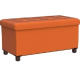 30 Inches Storage Ottoman Bench Orange