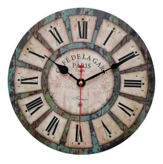 Qukueoy 16 Inch Silent Round Wooden Wall Clock Rustic Country Style
