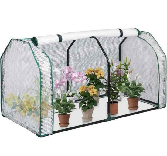 Mini Greenhouse, 27.5x8.7x2.8 PE Cover, Garden Greenhouse
