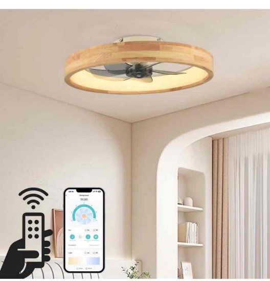 20? Ceiling Fan with Light, Dimmable LED Timing with Remote Control, 5 Invisible Reversible Blades