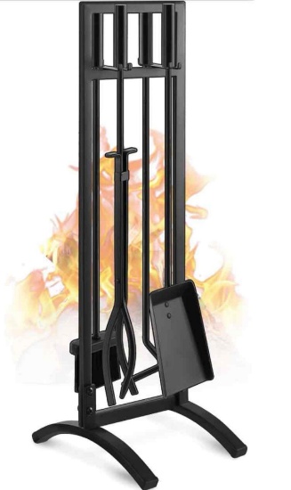 Gtongoko Premium 5 Pcs Wrought Iron Fireplace Tools Set for Outdoor/Indoor,Fire Place Set Tools
