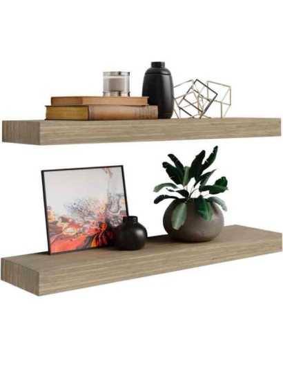 Imperative Decor Floating Wall Shelves Set of 2 - Functional & Rustic Wooden Shelve for Home