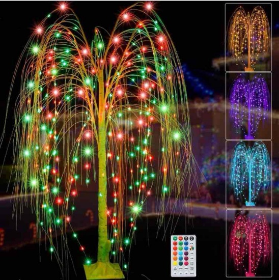 6Ft LED Lighted Tree Weeping Willow Tree Outdoor
