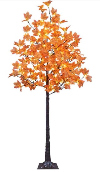 LIGHTSHARE 6FT 120LED Artificial Lighted Maple Tree Warm White Fall Decorations Indoor Ourdoor