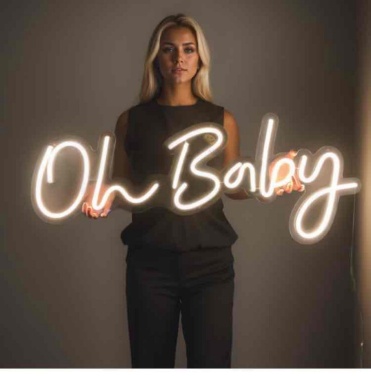 38"x15" Super Large Oh Baby Neon Sign for Baby Shower Backdrop, Oh Baby Led Signs Dimmable Light Up