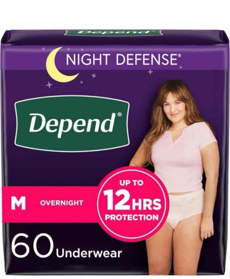 Adult Incontinence Underwear Bundle: Depend Fresh Protection Underwear for Women, Maximum, M, Blush,