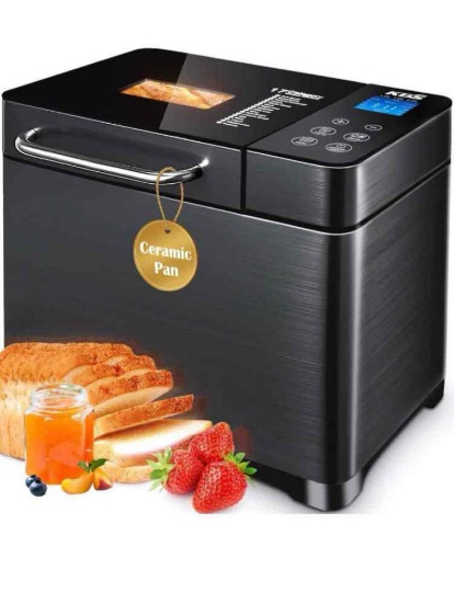 KBS Bread Maker-710W Dual Heaters, 17-in-1 Bread Machine Stainless Steel with Auto Nut