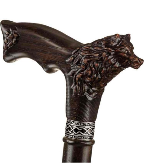 Asterom Walking Cane - Handmade Wolf Cane - Walking Cane for Men - Wooden, Carved, Unique, Cool,