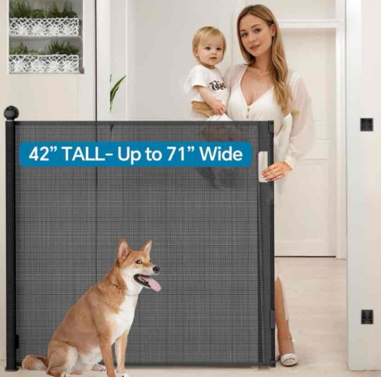42 Inch Extra Tall Safety Retractable Baby Gate