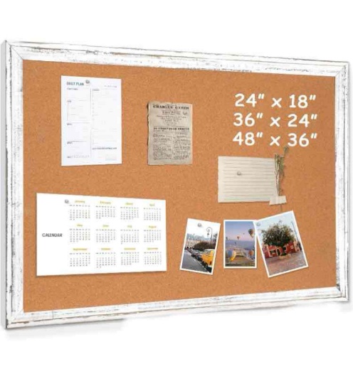 Cork Board for Office 24 X 18 Inches White Cork Boards for Walls Bulletin Board, Decorative Hanging