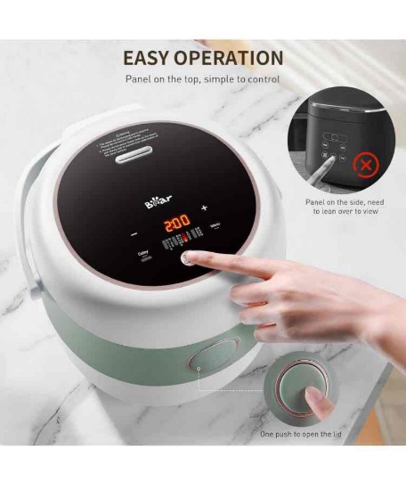 Bear Rice Cooker 3 Cups (Uncooked), 3D Heating and Fuzzy Logic, Healthy Nonstick Small Rice Cooker,