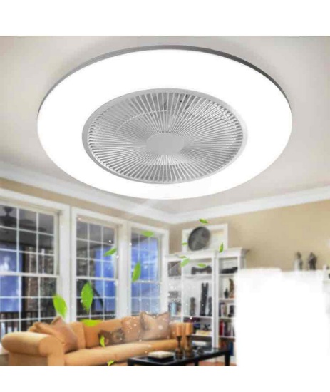 BAYSQUIRREL Low Profile Ceiling Fan with Light - Modern Flush Mount Enclosed Ceiling Fan 22" LED