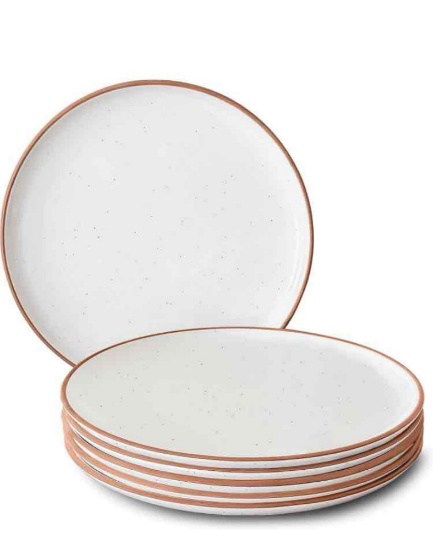 Mora Ceramic Dinner Plates Set of 6, 10 inch Dish Set - Microwave, Oven, and Dishwasher Safe,