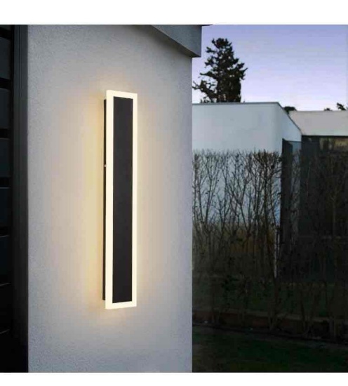 Outdoor Wall Sconce LED Modern Outdoor Lights 12W Black Exterior Light Fixture 23.6in Acrylic Wall