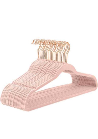 MIZGI Premium Velvet Hangers (60 Pack) Heavy Duty - Non Slip Felt Hangers - Blush Pink - Rose Gold