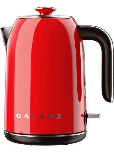 Galanz Retro Electric Kettle with Heat Resistant Handle and Cordless Pour, Quick Hot Water Boil,