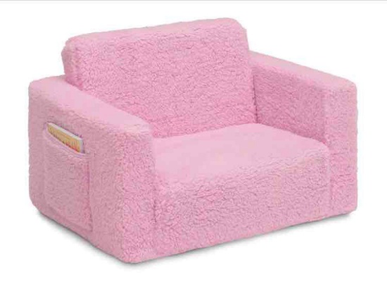 Delta Children Cozee Flip-Out Sherpa 2-in-1 Convertible Chair to Lounger Pink