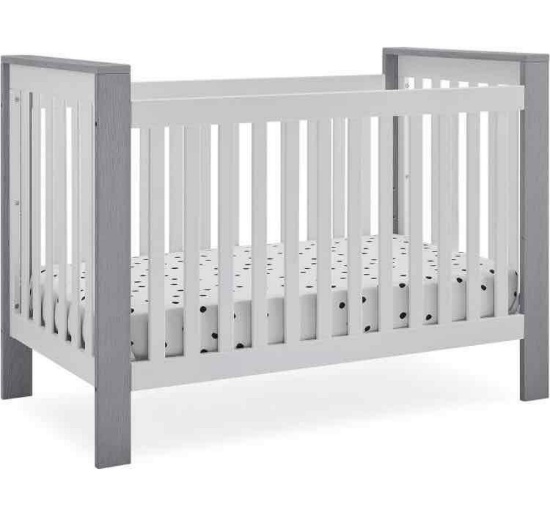 Delta Children Miles 4-in-1 Convertible Crib Bianca White with Textured Cloud