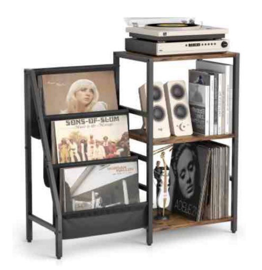 Record Player Stand with Vinyl Storage