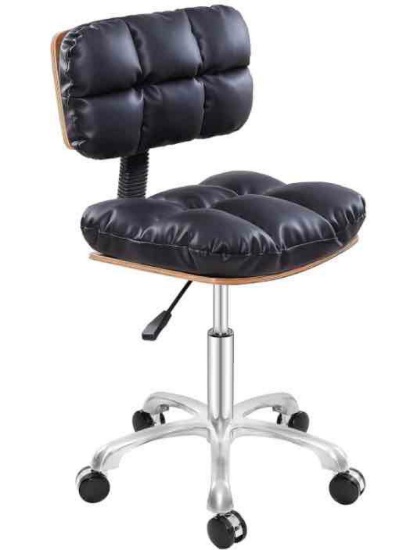Rolling Swivel Chair Stool with Back Rest