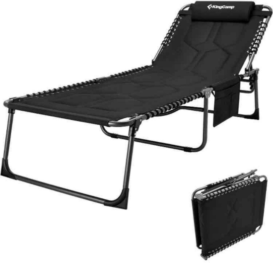 KingCamp Oversize Padded Folding Chaise Lounge Chair for Outdoor