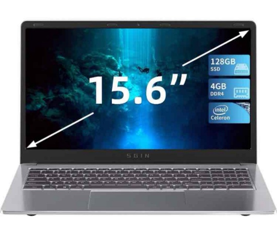 SGIN Laptop 15.6 Inch, 4GB DDR4 128GB SSD
